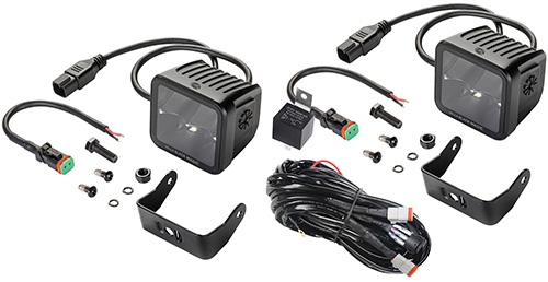 Black Magic Cube Driving Light Kit contents laid out